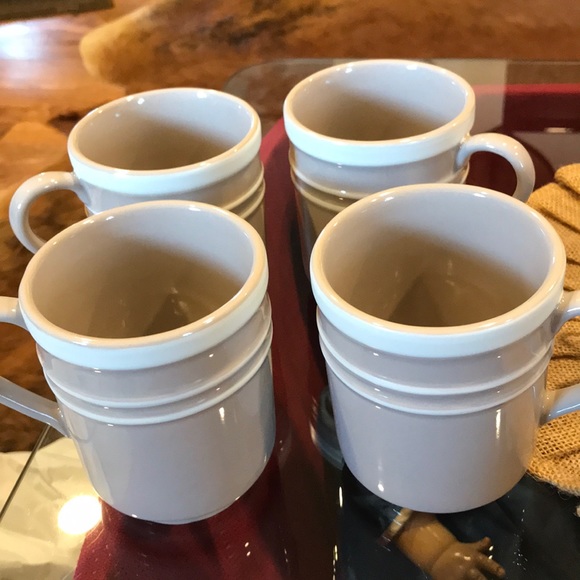 New Kate Spade Sculpted stripe beige mugs